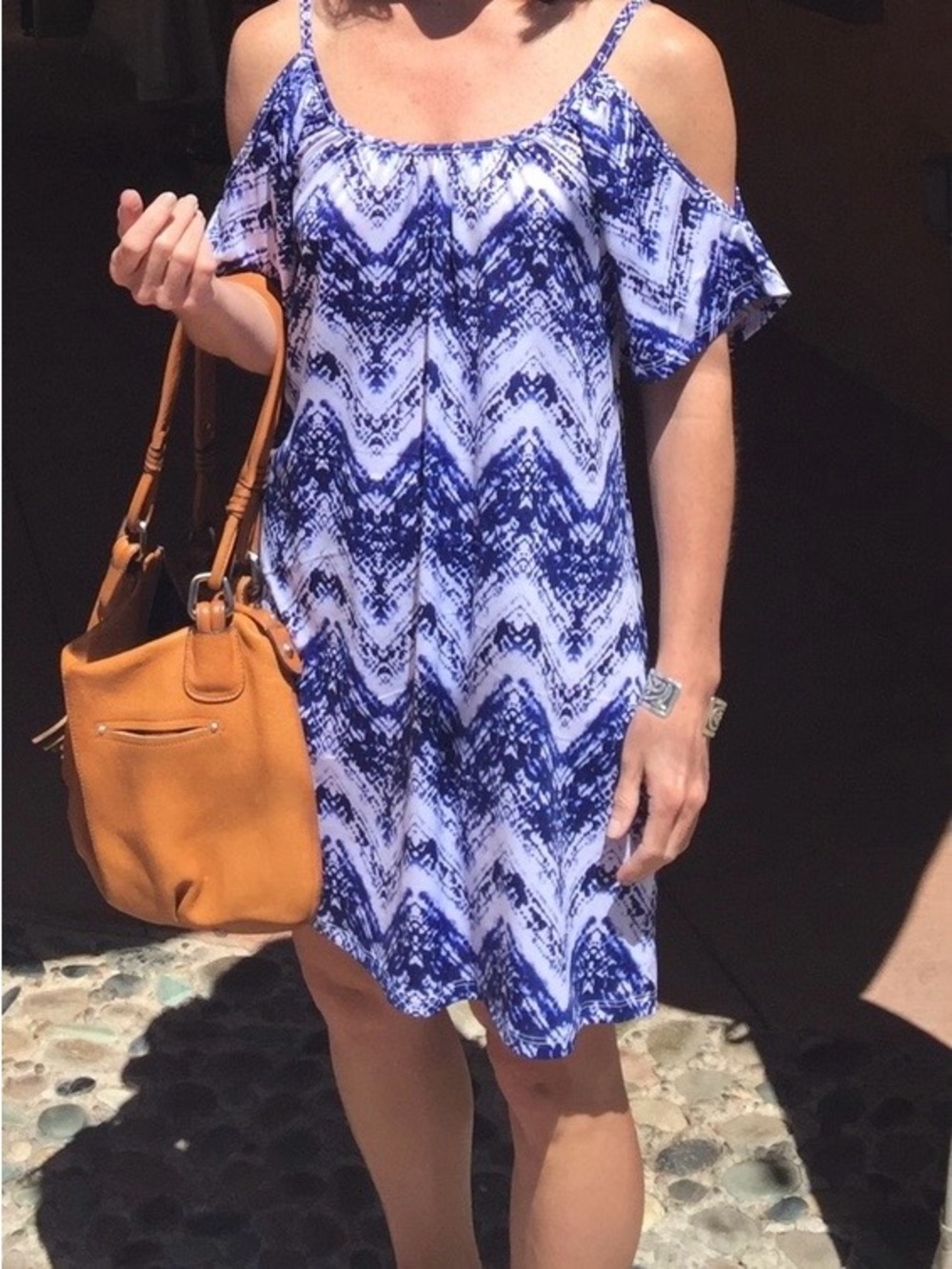 VENUS Cold-shoulder Dress XS Blue/White